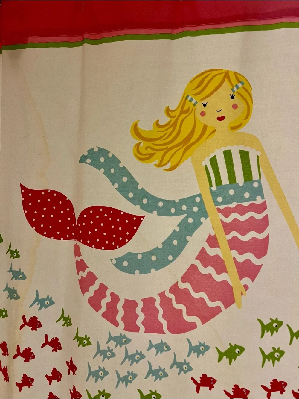 Pottery Barn Kids Pink and White Mermaid Cotton Shower Curtain 72x72